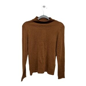 Esqualo Wool Blend Brown Mock Neck Sweater Size Small NWT Layering Minimalist